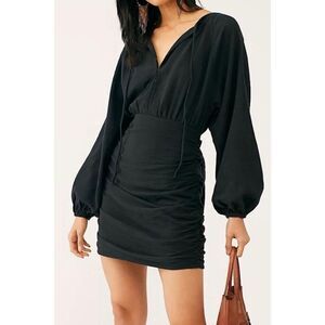 Free People The Only One Black Ruched Textured Mini Dress Women’s Small